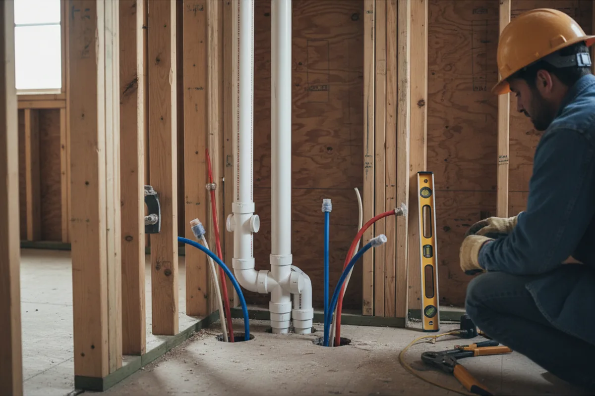 Drain and supply rough-in during Leak Detection in Denton